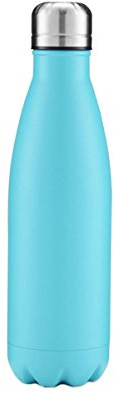FunnyGuys Bottiglia personalizzata con incisione su doppia parete, per bambini, damigella d'onore, amici, insegnanti, allenatori, in acciaio inossidabile, 500 ml, Azzurro