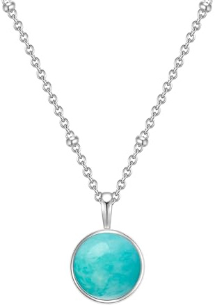Glanzstücke Damen Halskette 925/- Sterling Silber mit Edelstein-Anhänger | Anhänger,Amazonit,grün,Edelsteinkette,Heilsteine,Damenkette,Silber