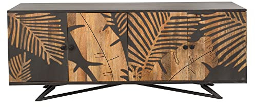 riess-ambiente.de Massives Sideboard Tropical 160cm Mangoholz Florales Design Anrichte Kommode Wohnzimmerschrank