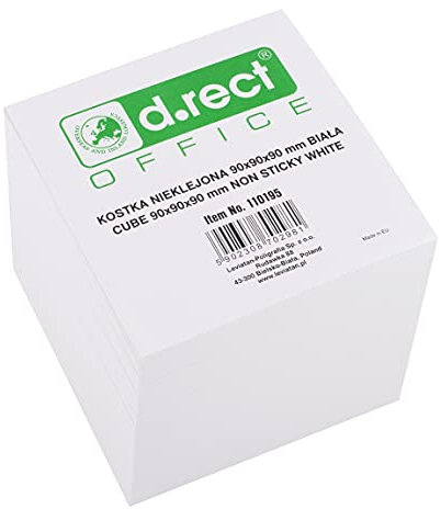 D.RECT Zettelklotz Notizklotz Ersatzpapier (für Zettelbox) | 90x90x90mm circa 850 blatt | Weiß