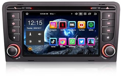 Erisin 7 inch 8-Core 4GB+64GB Android 14 Car Stereo Bluetooth Sat Nav For Audi A3 S3 RS3 RESE-PU Support CarPlay Android Auto GPS DSP DAB+ Wifi 4G OBD2 DVR USB SWC DVD Car Radio Head Unit CD Player