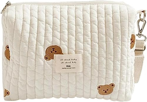 Rmeet Universal-Kinderwagen-Organizer für Babys, Mini-Wickeltaschen, tragbar, für Babys, Wickeltaschen, Kinderwagen, Windeltasche, Stickerei-Tasche mit Reißverschluss (weiß)