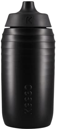KEEGO | Die Evolution der Sportflasche | Elastisches Titan | Schützt vor Plastik im Wasser | Leicht und quetschbar | reiner Geschmack | einfache Reinigung (Black 500ml)