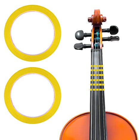2 Rollen Violin Tape Griffbrett, 66m Cello Tape Instrument Fingering Tape Artist Tape Whiteboard Gridding Tape Violine Zubehör für Anfänger Griffbrett Orchesterinstrumente (Gelb)