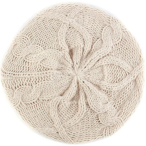 tcax Baskenmütze Damen Damen Strick Baggy Mehrfarbige Warme Baskenmütze Damen Künstler Baskenmützen Frühling Lässige Dünne Weiche Baskenmützen, Beige, Einheitsgröße
