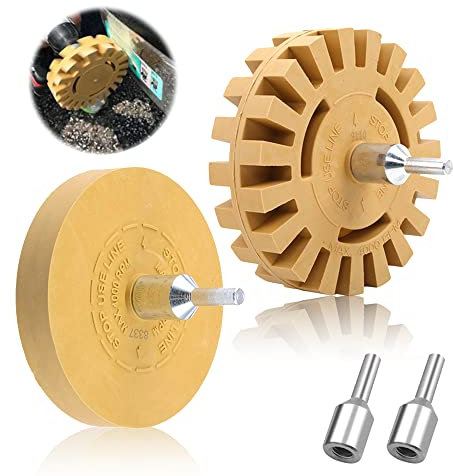 FENGQ Folienradierer, 2PCS Radierscheibe, Radierer Bohrmaschine Klebereste Entfernen, Radierer Akkuschrauber Entfernen von Folien und Aufklebern für Oder Auto(Ø20 mm / 88 mm)