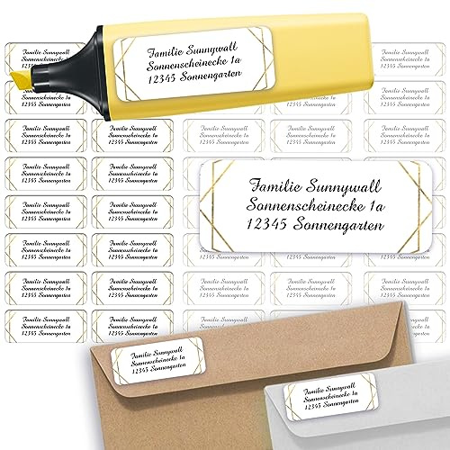 Adressaufkleber Pattern White Absenderetiketten personalisiert 110 Stück | Etiketten mit Wunschadresse Namensaufkleber Schule Adresslabel Ordner Büro Alltag klar bedruckt selbstklebend