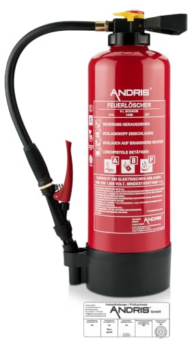 Aufladefeuerlöscher - fluorfrei 6L ABF Schaum (Fettbrand) 9LE (27A, 144B 25F) inkl. Wandhalterung, Standfuß & Prüfnachweis
