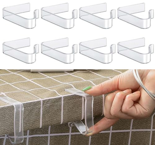 ZSRVAJ 8 Pcs Table Cloth Clip, Tablecloth Clips, Clear Picnic Table Cloth Clips, Windproof Picnic Transparent Table Clips For Christmas Home Wedding Party Restaurants Indoor Outdoor Camping