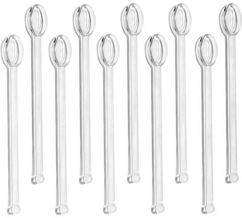 Lot de 10 petites cuillères à café en verre transparent résistant à la chaleur pour boissons froides, yaourts, cocktails, desserts, crème glacée, apéritifs 14,7 cm