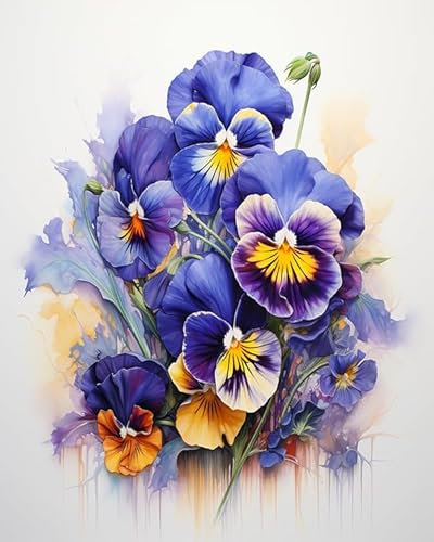 ZMHZMY Malen nach Zahlen für Erwachsene, Anfänger,Blumenstiefmütterchen,digitales Kunstzubehör, Zahlenmalerei, DIY-Geschenke, Kunsthandwerk, 40x50cm