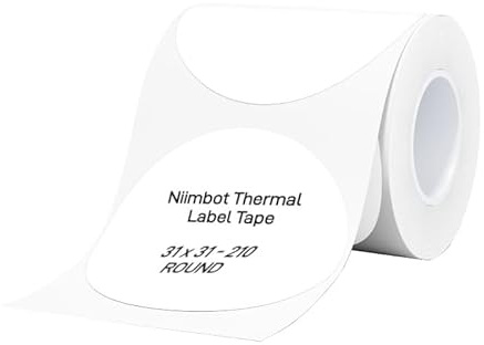 NIIMBOT Runda etiketter för B21/B1/B3S etikettskrivare, termiska klistermärken 31 x 31 mm (1,22 x 1,52 tum), 1 rulle med 210 etiketter