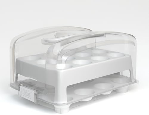 Top Shelf Elements MINI Cupcake Box. NOT For Standard Size Cupcakes. Fashionable White Carrier Holds 24 MINI-Size Cupcakes, Cupcake Traveler,