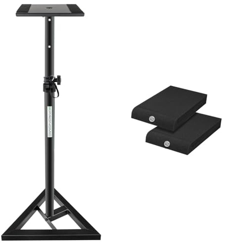 Pronomic SLS-10 Stativ für Studio Monitor Ständer & Infitronic - INSMA1730-2er-Pack Studio Monitor Absorberplatte Isolationspads schaumstoffe schwarz (170x300mm)
