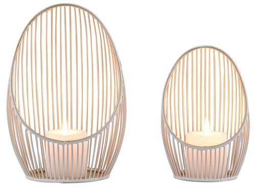 Marrakesch 2er Set Boho Deko Aesthetic Windlichter Metall Draht 28 & 23 cm groß schwarz Gold | Windlicht Teelichthalter Palmis als Gartendeko & Wohnzimmer Tisch | Exquisite Kerzenständer für Kerzen