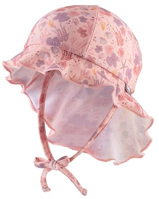 Sterntaler Sonnenhut Corale - Mädchen Bademütze - UV-Schutz 50+ Sommermütze für Strand und Schwimmbad - mit Nackenschutz und Bindebändern - Baby & Kinder Kopfbedeckung - zartrosa, Größe 55