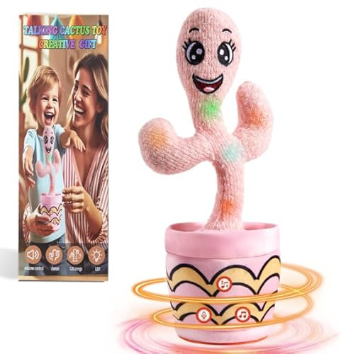 Dancing Cactus Baby Toys 6 to 12 Months, Talking Cactus Toys Repeats What You Say Baby Toys 12-18 Month Boys Girls, Dancing Cactus Mimicking Toy with LED 120 Pcs Songs, Sing Talking Musical Toy