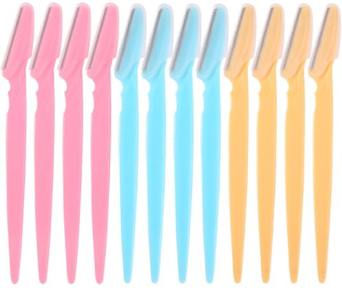 EYVRPAU 12 pezzi di rasoio per sopracciglia, rasoio per il viso, strigliatore per sopracciglia, epilatore per il viso (3 colori)