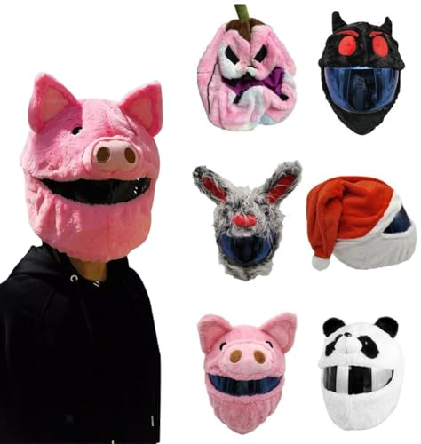 Ainiupi Motorradhelm-Überzug, Anime süßes Motorradhelm-Zubehör, lustige Cartoon-Plüsch-Helmabdeckung für Vollhelm, spaßige Fahrten und Geschenke