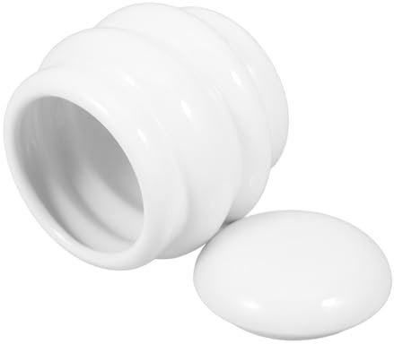 Garneck 300ml Ceramic Honey Jar Lid Airtight Tea Canister Food Storage Container for Sugar and Snacks Glossy White