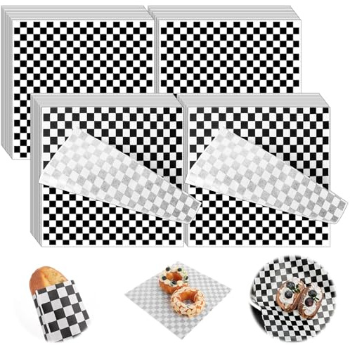 APACALI 300PCS Greaseproof Paper Sheets 28 x 26cm, 11 x 10 Burger Paper Sheets for Hamburgers, Fries, Cake, Black