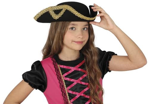 FIESTAS GUIRCA | Admiral Hat Felt Children (One Size) - Pirate Costume Accessory for Parties and Carnival - Ideal for Unisex Kids - Black and Gold