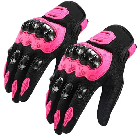 Motorradhandschuhe, Anti-Fall, Vollfinger-Touchscreen-Handschuhe für Dirt Bike, Knöchel, Vollschutz, Motocross-Handschuhe für Rennen, Radfahren, ATV (Rosa, M)