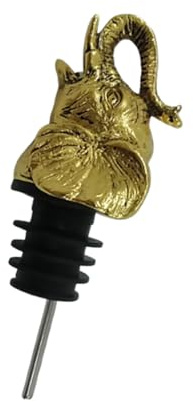 Ciieeo Elephant Head Shape Wine Pourer Alloy Wine Stopper Bottle Cap Gold for Home Party Sealing and Pouring