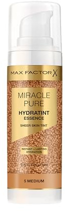 Max Factor Miracle Pure Hydratint Essence, feuchtigkeitsspendendes Make-up mit leichter Deckkraft, 71% wasserbasiert, mit Mikro-Kapsel Pigmenten, 30 ml, Fb. 5 Medium