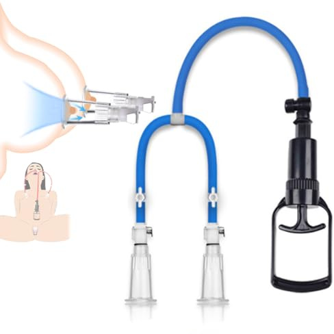 Leyuye 2in1 Nippelsauger Nippel Klitoris Pump Sex Spielzeug für die Frau Brustwarzensauger Brustwarzen VergrößErung Brust Pumpe Brust Klitoris Stimulator Fetish SM Sexspielzeug Für Paare (Blau, L)