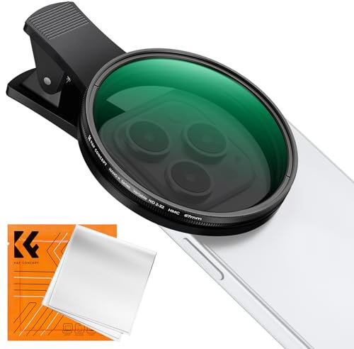 K&F Concept Snap-on 67mm Variable ND2-ND32 Filter for iPhone 17 Filter Clip, Optical Glass Multi-Layer Coating