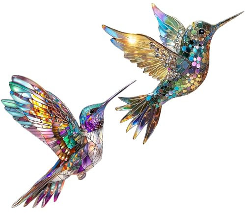 Kolibri Sonnenfänger,2 Stück Kolibri Buntglas Sonnenfänger Prisma,Fensterdeko Hängend Kolibri Suncatcher,Acryl Kolibri-Sonnenfänger für Fenster, Wohnzimmer,Wand,Gartendekoration