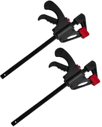 2-Pack 4-Inch (110mm) Quick Release F Clamps for Woodworking - One-Handed Ratcheting Clamps with Lever Handle, Lightweight & Durable, Ideal for DIY, Carpentry, Crafting - Red