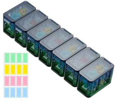 Tewzafiya Boîte à pilules hebdomadaire, organisateur de pilules pour la semaine, pour pilules hebdomadaires, distributeur de médecine anti-moisture hermétique avec fente pour étiquettes
