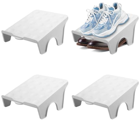 Schuhstapler rutschfeste Schuhschlitze, 4 Stück Schuhschlitze Organizer, Doppelschicht Schuhregal, Schuhorganizer Schuhhalter Platzsparend für Eingangsbereich, Flur,Schlafzimmer, 25x22x11.5 cm
