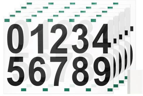 sourcing map 5 Sheets/50 Pcs Mailbox Numbers for Outside, 4 Inch 0-9 Vinyl Self-Adhesive Numbers Stickers Waterproof House Sticker with Scraper for Signs Doors Address, Black