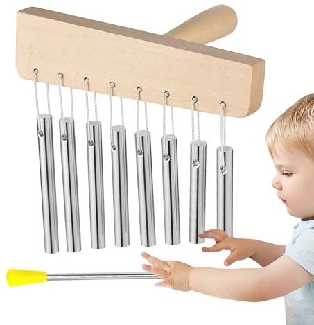 Meditation Chime 8-Toniges Holzblasinstrument Für Windspiel | Musikinstrument Aus Massivem Aluminiumrohr Mit Stock Für Zuhause Yoga Unterricht Achtsamkeit Frauen Garten
