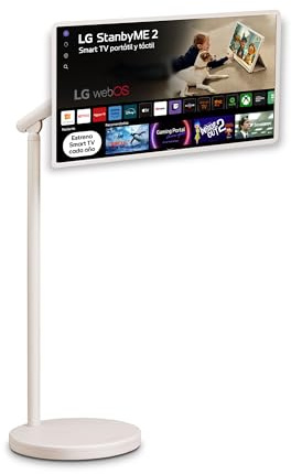 LG StanbyME 2 27LX6TDGA, Schermo Portatile Touchscreen 27'' Orientabile, Monitor Touch con Base a Stelo con Rotelle, Batteria Integrata 4 ore, Wi-Fi, webOS, Dolby Vision, Dolby Atmos, HDMI, USB-C 2025