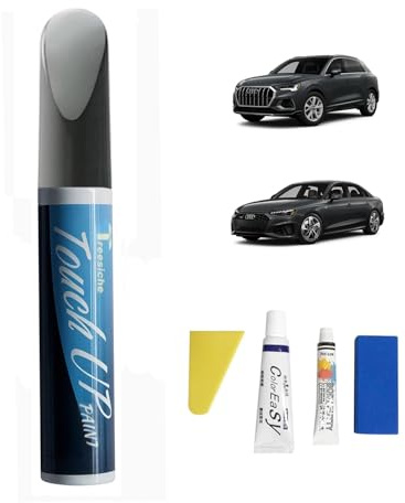 Treesiche Penna Ritocco Carrozzeria per Audi, Pennarello Copri Graffi Auto, Penna Ritocco Vernice Auto, Riparazione Rapida di Graffi e Imperfezioni, Manhattan Grigio Metallizzato (LX7L/H1)