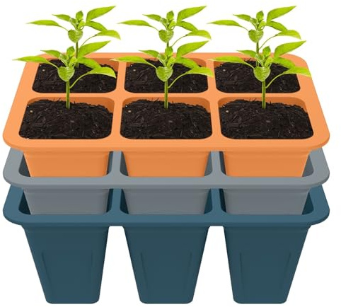 FJOADNVM Semenzaio Vassoio for avviamento Semi da 3 Pezzi, 6 Celle, Vassoio for piantagione di piantine in Silicone, Contenitore Riutilizzabile for la germinazione delle piantine da Giardinaggio