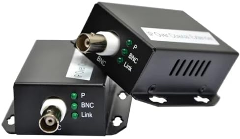 Wzxksoac Extensor Ethernet IP de 1 Par sobre Cable Coaxial HD, Kit de Red EOC, Extensor de Transmisión por Cable Coaxial para Cámaras de Seguridad CCTV.