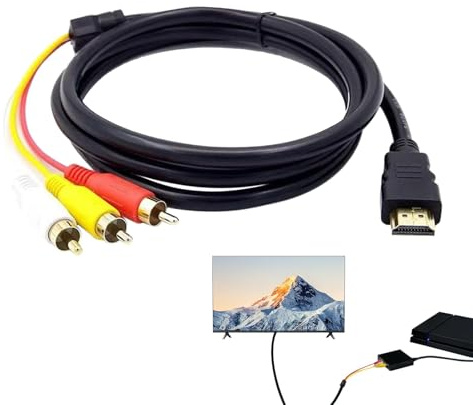 BaZuyunMd Câble HDMI vers RCA adaptateur audio/vidéo pour téléviseur, HDTV, lecteur DVD, 1,5 m