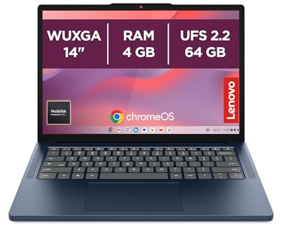Lenovo Chromebook 14 Notebook IPS WUXGA (1920x1200), 64GB SSD, 4GB RAM, Wi-Fi6E, ChromeOS, MediaTek Kompanio 540 - Laptop Leggero per Studio, Streaming e Uso Quotidiano