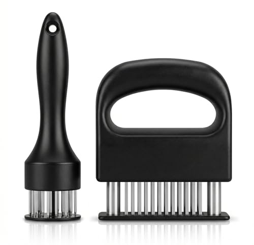 2 Stück Fleischzartmacher,Fleischklopfer Edelstahl,Steaker Fleischzartmacher,Schnitzelklopfer,Fleischhammer,Edelstahl Rutschfestem Meat Tenderizer Mit 48 Klingen Und 21 Klingen Für Steak,Huhn,BBQ
