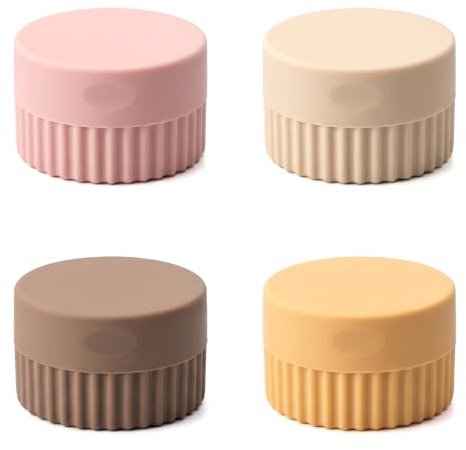 4 Piezas Tarros de Viaje Cosméticos 20 ml, Envases Cosméticos 20ml Rellenables - Botes Viaje Silicona con Tapa, Tarros de Viaje a Prueba de Fugas para Crema Loción Dentífrico