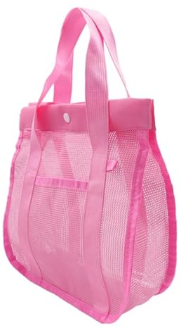 Genérico Bolsa de aseo mano, bolsa baño grande, red, almacenamiento juguetes playa, rejilla variada(Pink)
