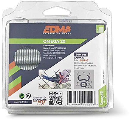 Agrafe Omega 20 Galva A – Boîte De 200 Pièces – Agrafes Renforcées pour Travaux De Fixation Extérieurs