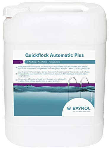 BAYROL Quickflock Automatic Plus 20 L - Flüssiges Flockmittel für Filteranlagen mit Sand / Glas - Spezialflockmittel mit integriertem Phosphatentferner - sorgt für kristallklares Wasser