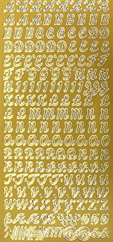 3 Stück Sticker Groß-Buchstaben goldfarbig, – 9698 - zum Beschriften von glatten Flächen für Kerzen – Ideal zum Verzieren und Gestalten von Kerzen und Papierkarten