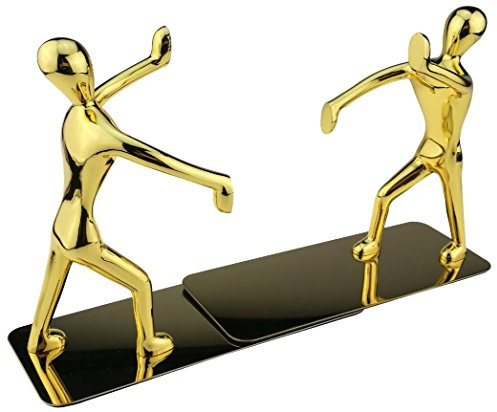 Kung-Fu-Man-Buchstützen aus Edelstahl für Zuhause, Büro, Bibliothek, Schule, Studium, Dekoration, Geschenk, goldfarben